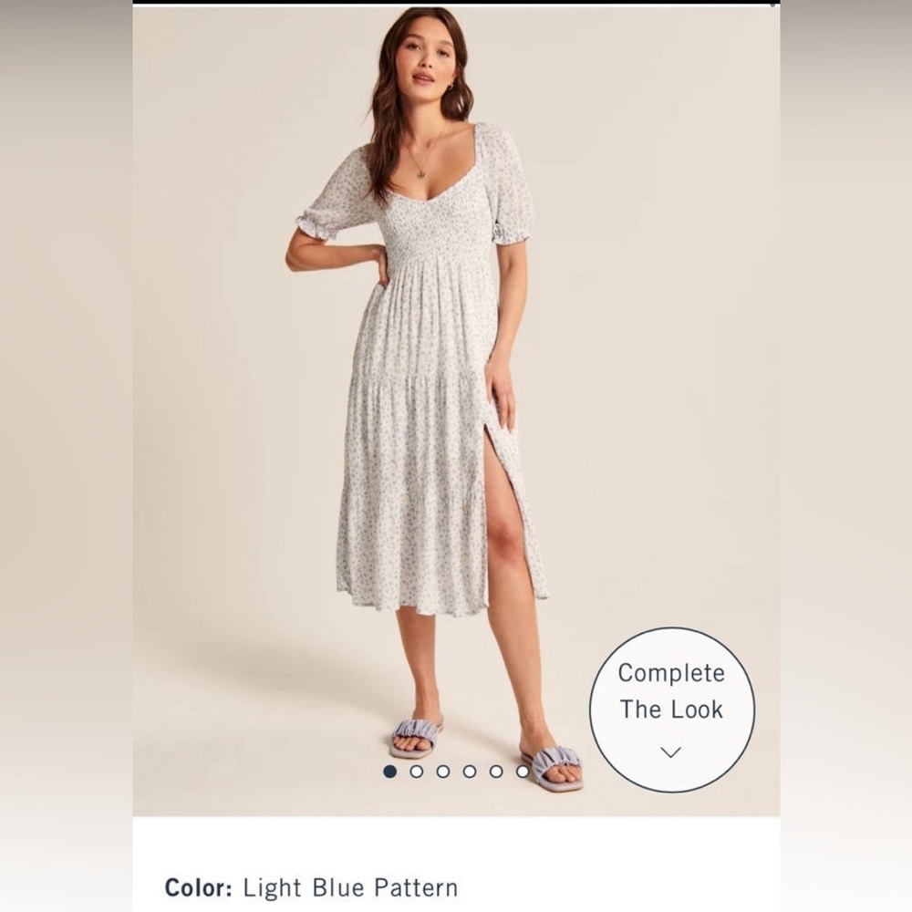 Abercrombie & Fitch Light Blue floral Patterned midi Dress LT